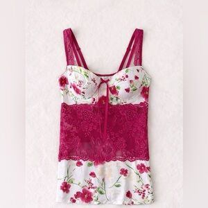 Arianne Pink Floral Lace Camisole Lingerie Cami Top Size L